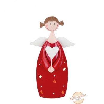 Angelo metallo rosso c/led